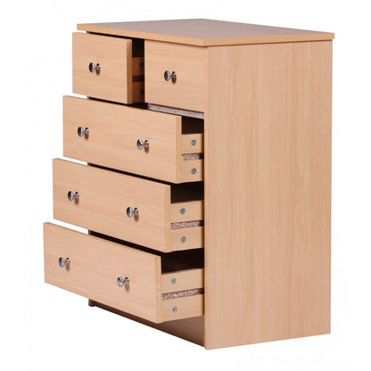 Nancy's Woodbridge Ladekast - Dressoir - 5 lades - Beuken kleur - Spaanplaat / Staal - 60 x 35 x 70 cm