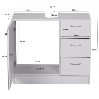 Nancy's Clovis Wastafelkast - Badkamerkast - Badmeubel - Badkamermeubel - Wit - ± 60 x 30 x 55 cm