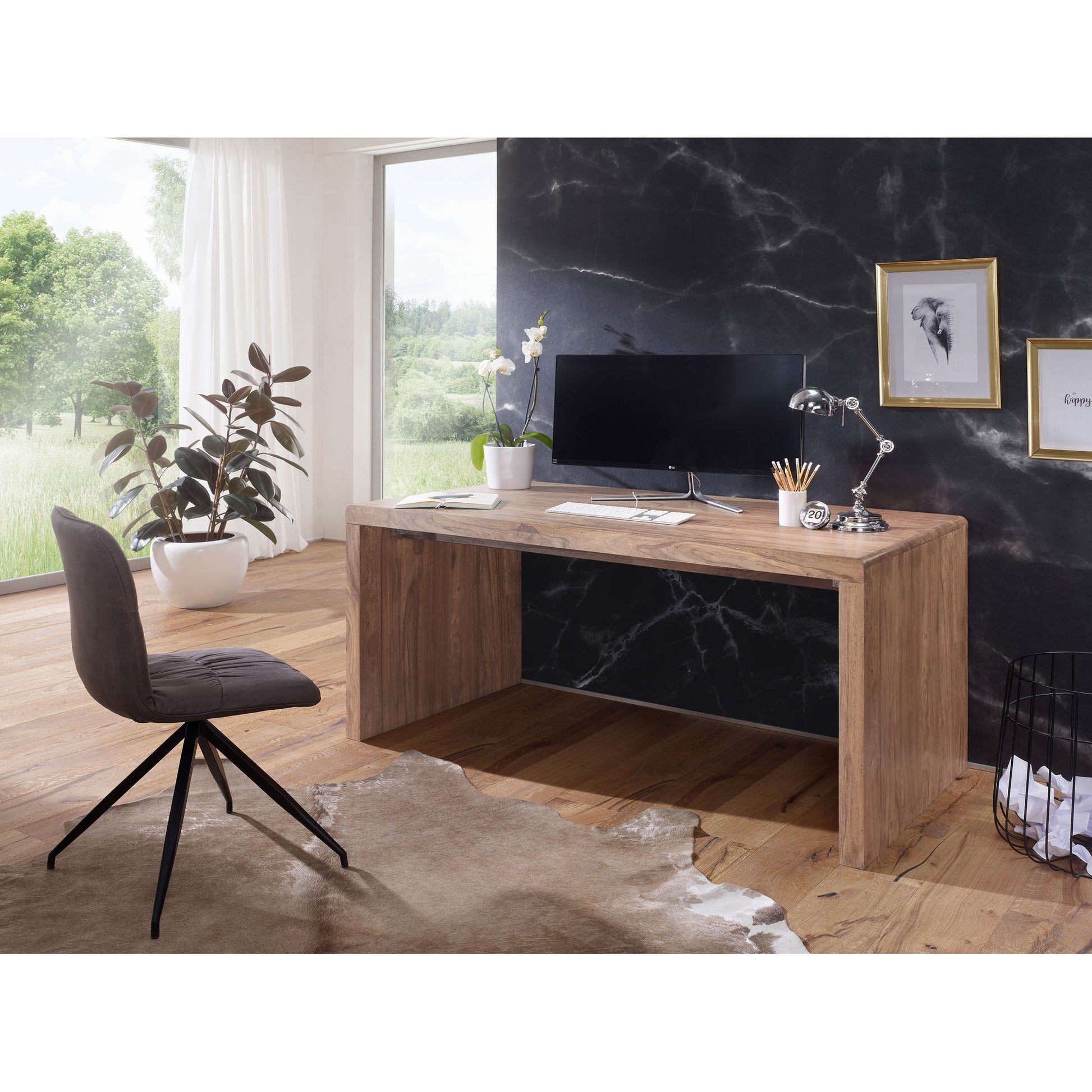 Nancy's Idabel Bureau - Werktafel - Massief Acacia - Hout - 160 x 80 x 76 cm - Kantoortafel - Bruin