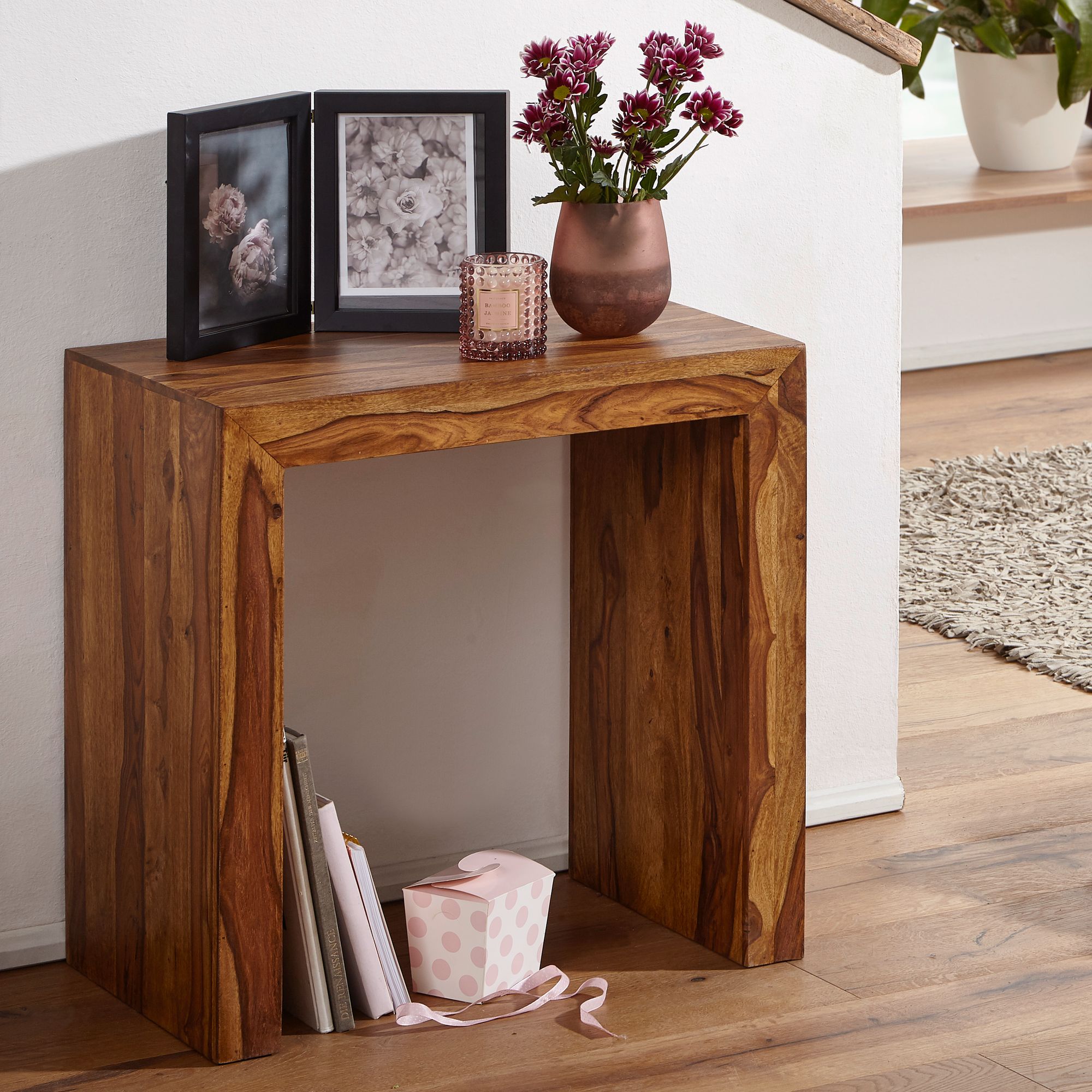 Nancy's Waimalu Side Table - Coffee Table - Open Side - Solid Wood - Sheesham Wood - 60 x 35 x 60 cm