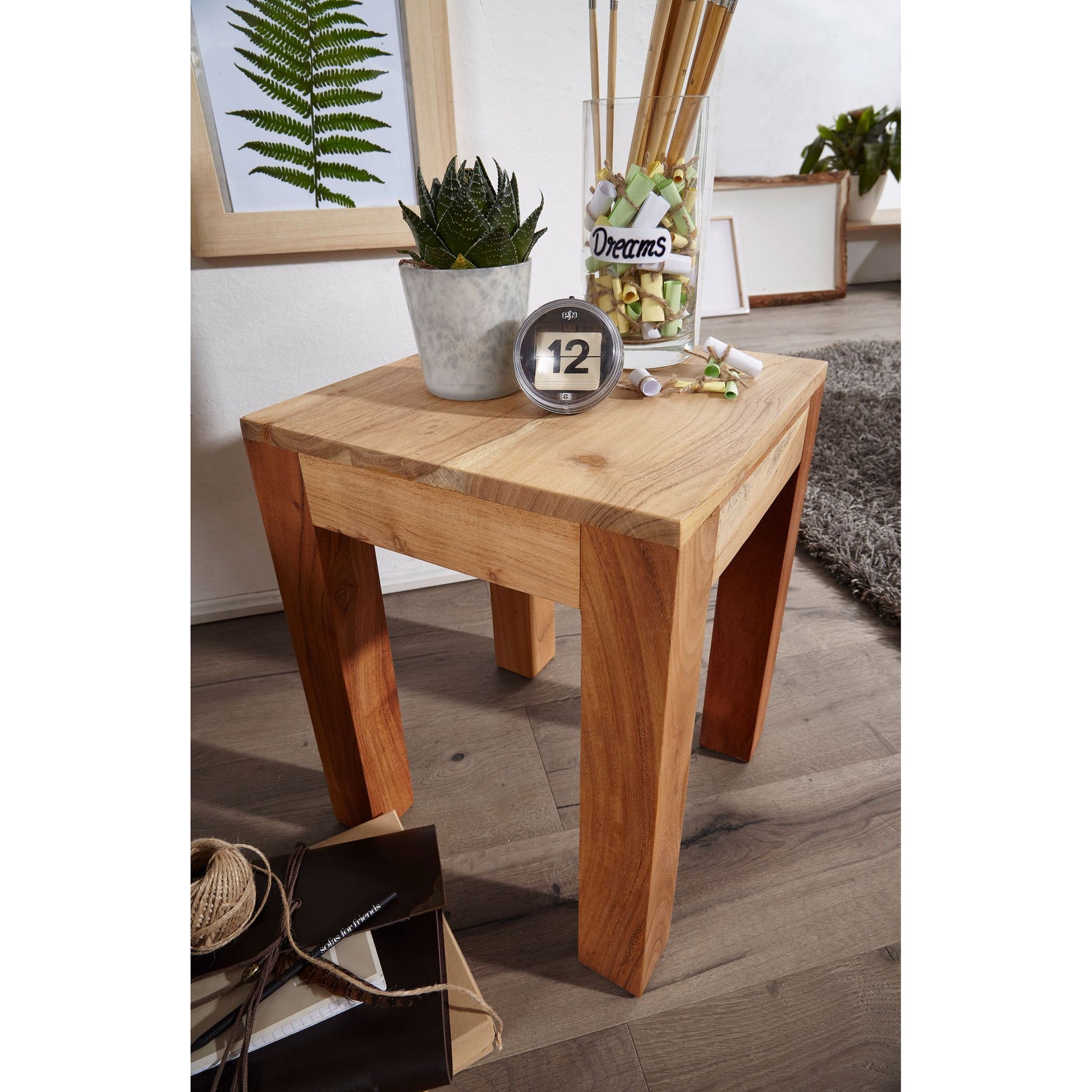 Nancy's Allouez Bijzettafel - Acacia Hout - Salontafel - Bijzettafels - 35 x 35 x 45 cm