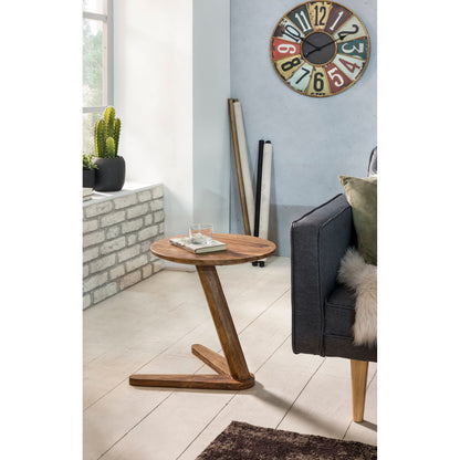 Nancy's Santaquin Bijzettafel - Salontafel - Massief Hout - Sheesham - 45 x 45 cm - Rond - Bruin