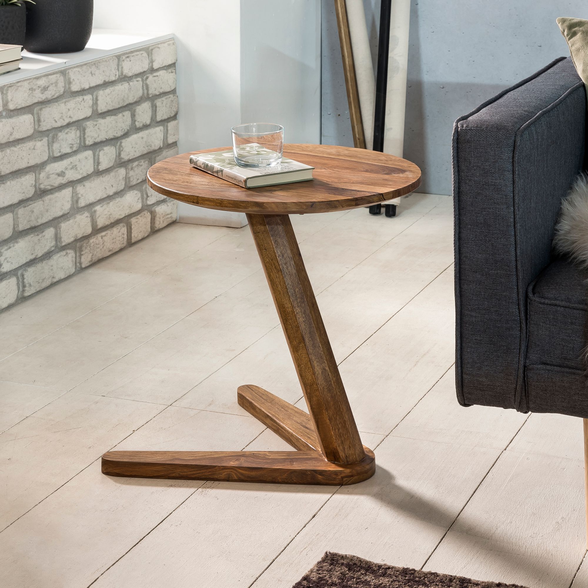 Nancy's Santaquin Side Table - Coffee Table - Solid Wood - Sheesham - 45 x 45 cm - Round - Brown 