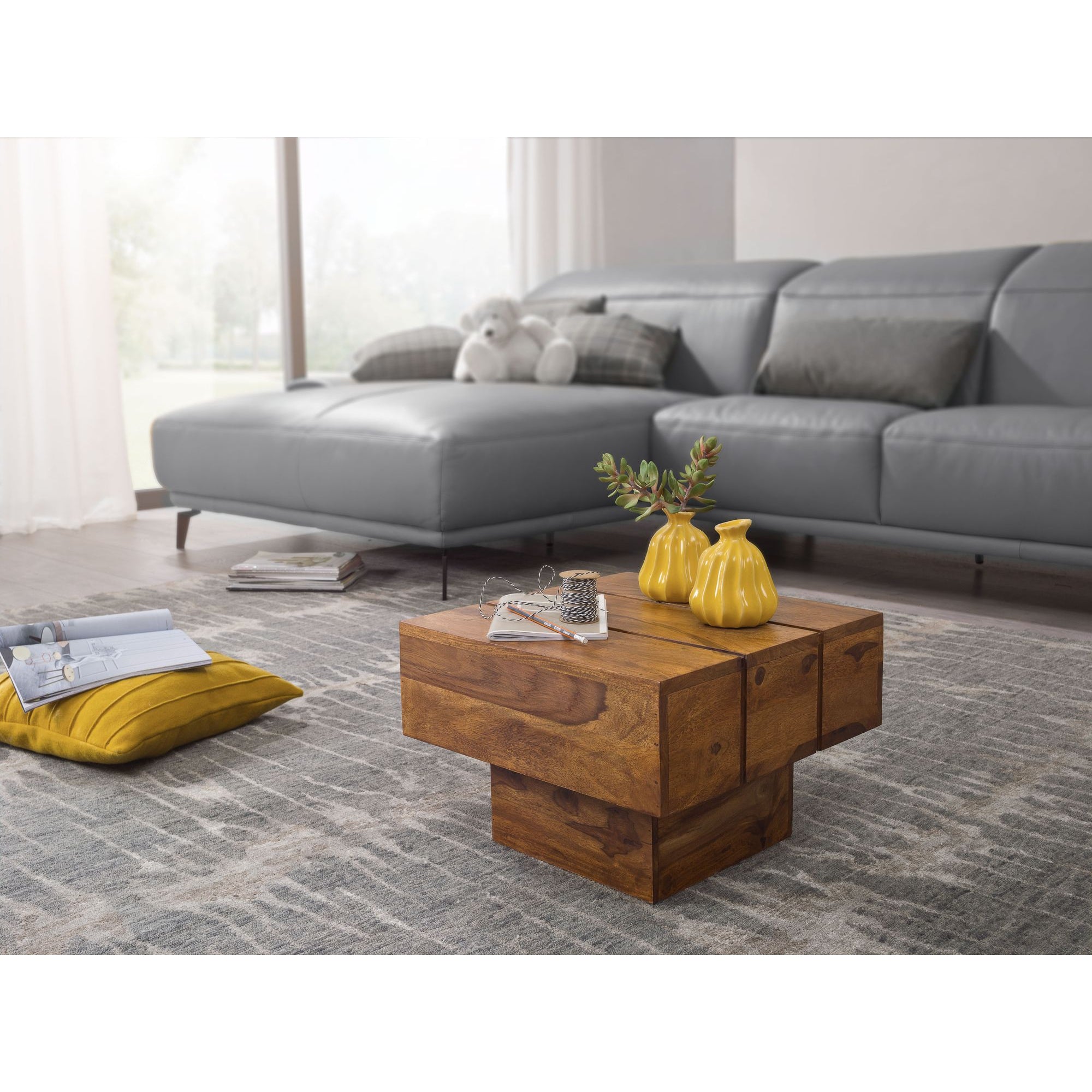 Nancy's Rawlins Coffee Table - Solid Wood Sheesham Coffee Table - Side Table - Square - ± 45 x 45 x 30 cm