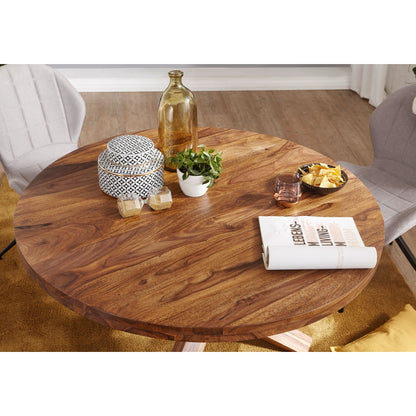 Nancy's Romney Eetkamertafel - Ronde Eetkamertafel - Massief Houten Sheesham - Houten Eettafel - Keukentafel - Bruin - Ø 120 cm