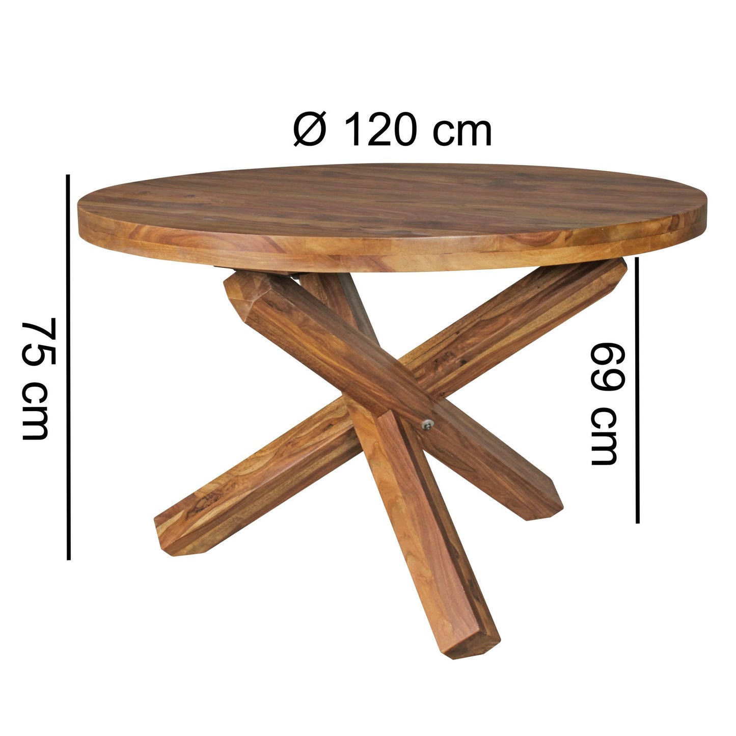 Nancy's Romney Eetkamertafel - Ronde Eetkamertafel - Massief Houten Sheesham - Houten Eettafel - Keukentafel - Bruin - Ø 120 cm