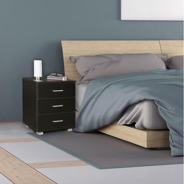 Nancy's Lamar Bedside Table - Side Table - Chest of Drawers - Black - ± 45 x 35 x 55 cm