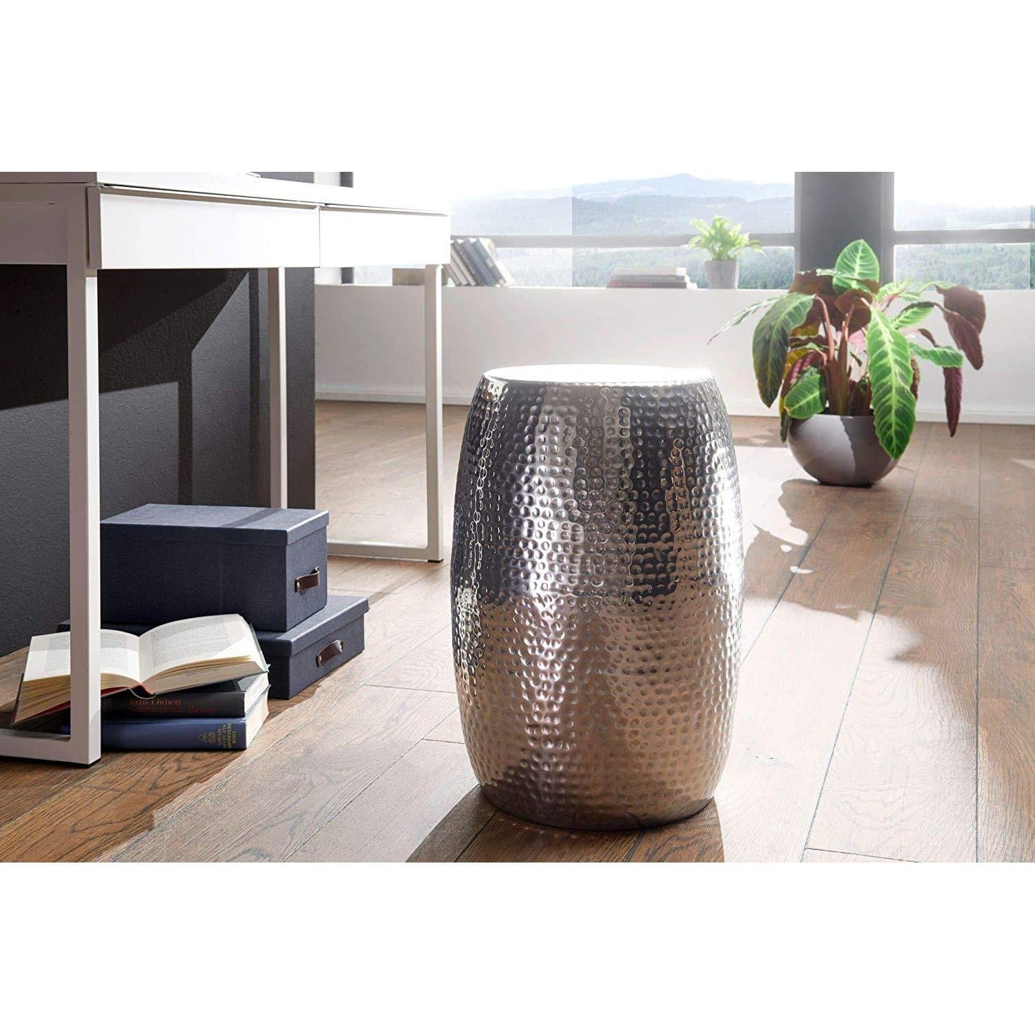 Nancy's side table - Aluminum silver coffee table - 30 x 30 x 49.5 cm