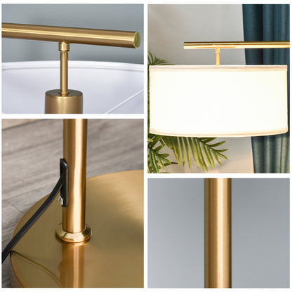 Nancy's Springville Vloerlamp - Staande Lamp - Goud / Wit - Staal / Stof