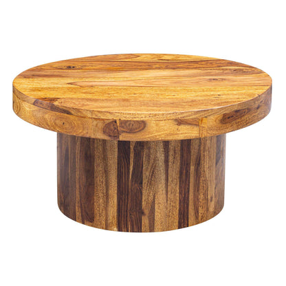 Nancy's Industrial Coffee Table - Solid Sheesham Wood - Coffee Table - Side Table - Round Coffee Tables - 60 x 60 x 30 cm