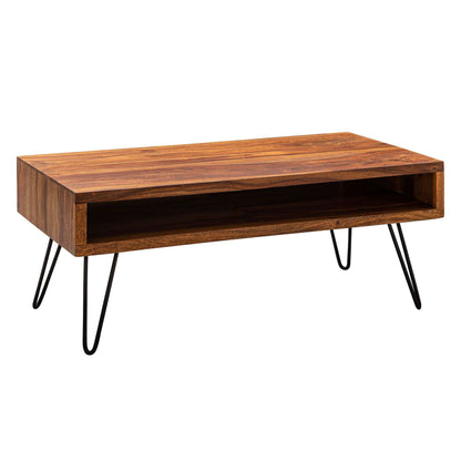 Nancy's Trumado Salontafel - Koffietafel - Bruin / Zwart - Sheesham hout / Staal - 100 x 50 x 40 cm