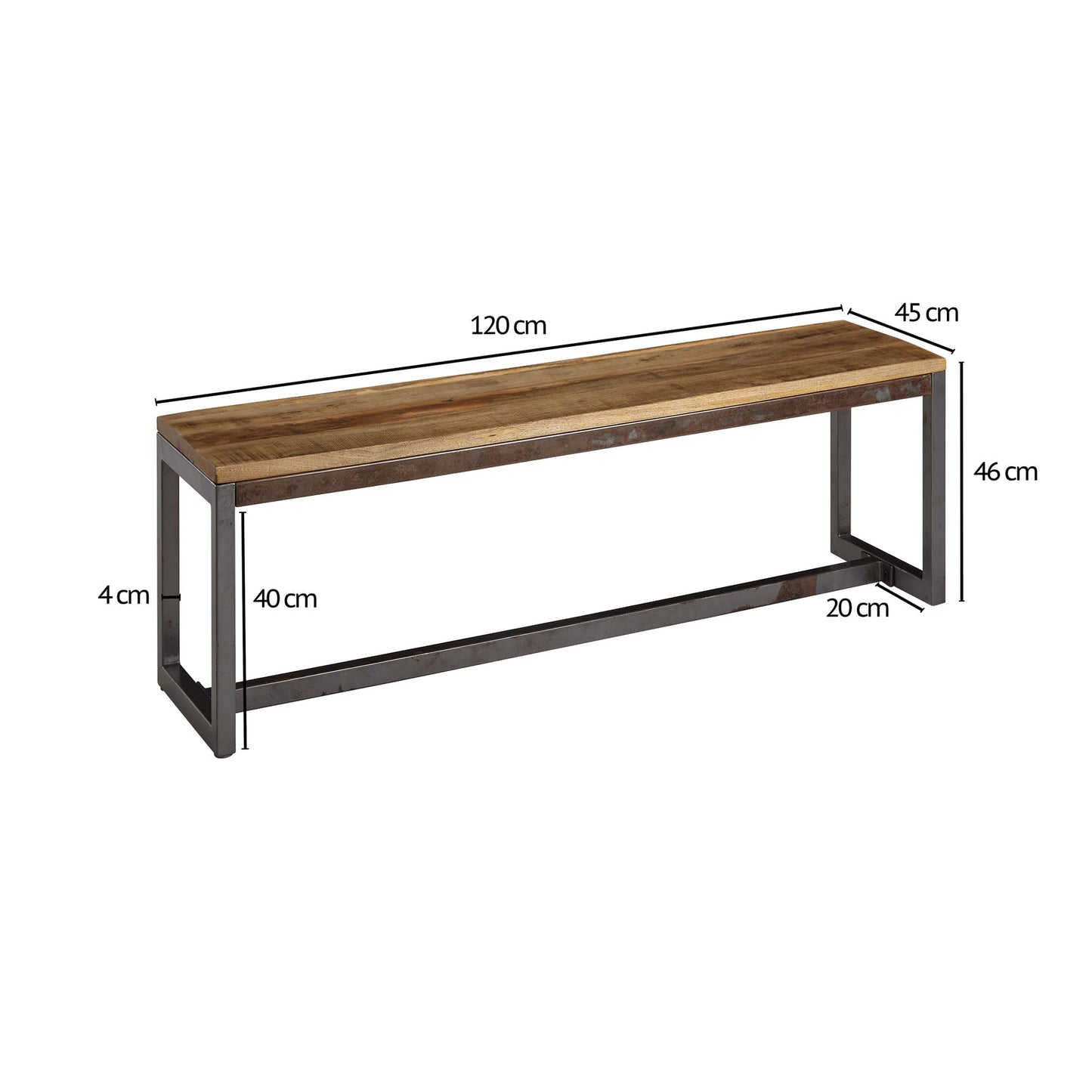 Nancy's Payson Eetkamerbank - Houten bankje - Eetbank - Mangohout - ± 120 x 45 x 45 cm