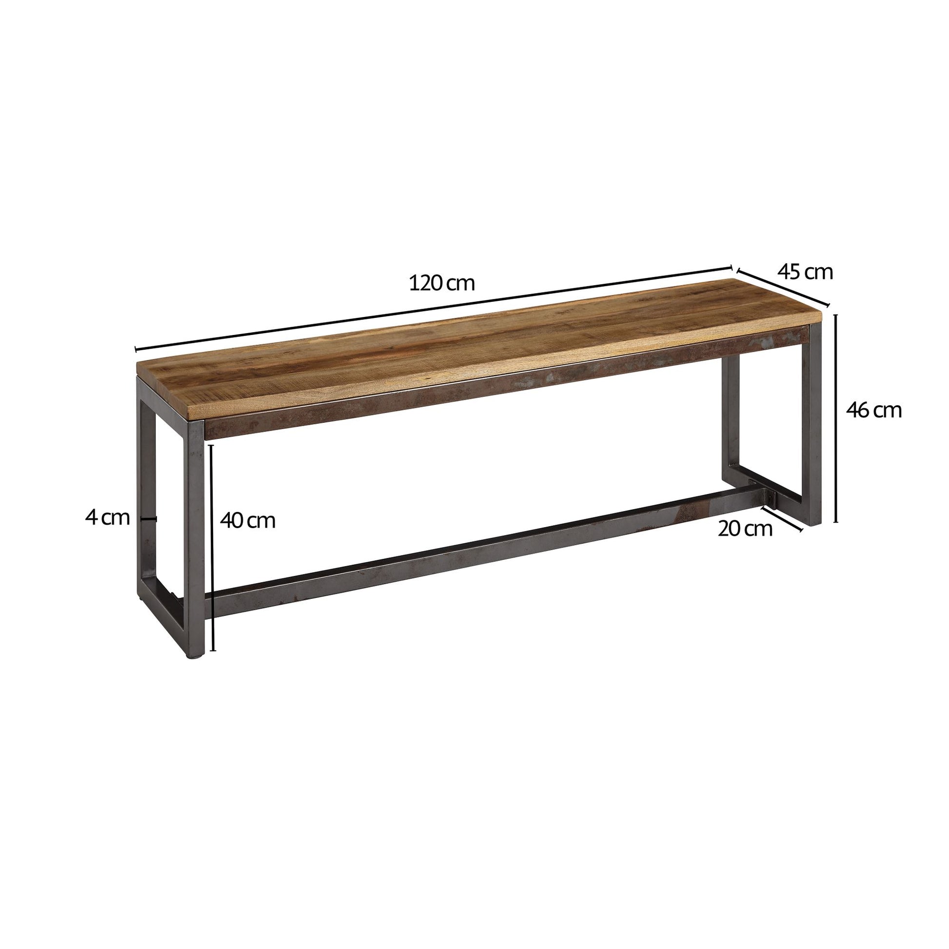 Nancy's Payson Eetkamerbank - Houten bankje - Eetbank - Mangohout - ± 120 x 45 x 45 cm