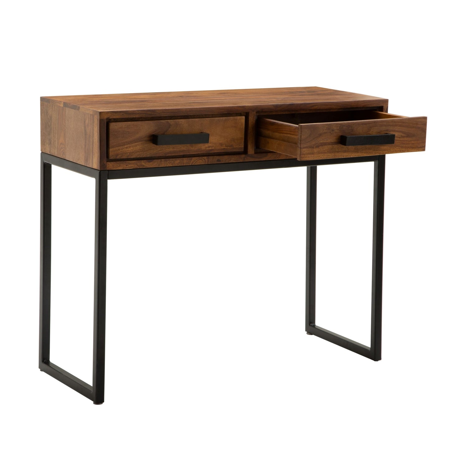 Nancy's Everett Consoletafel - Massief Hout - Sheesham Hout - Gangtafel - Smal Bureau - Hal Tafel - Ladekast - Bruin - Zwart - 90 cm