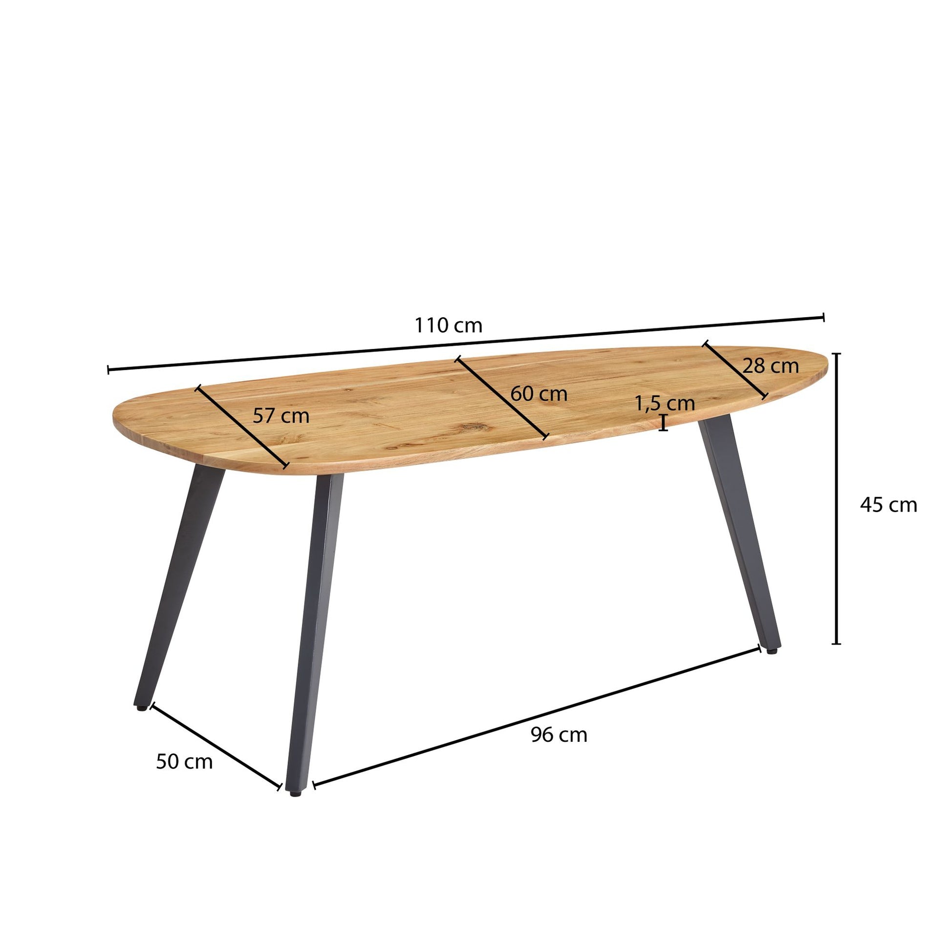 Nancy's Genoa Salontafel - Koffietafel - Bijzettafel - Bruin / Grijs - Massief Acaciahout / Staal