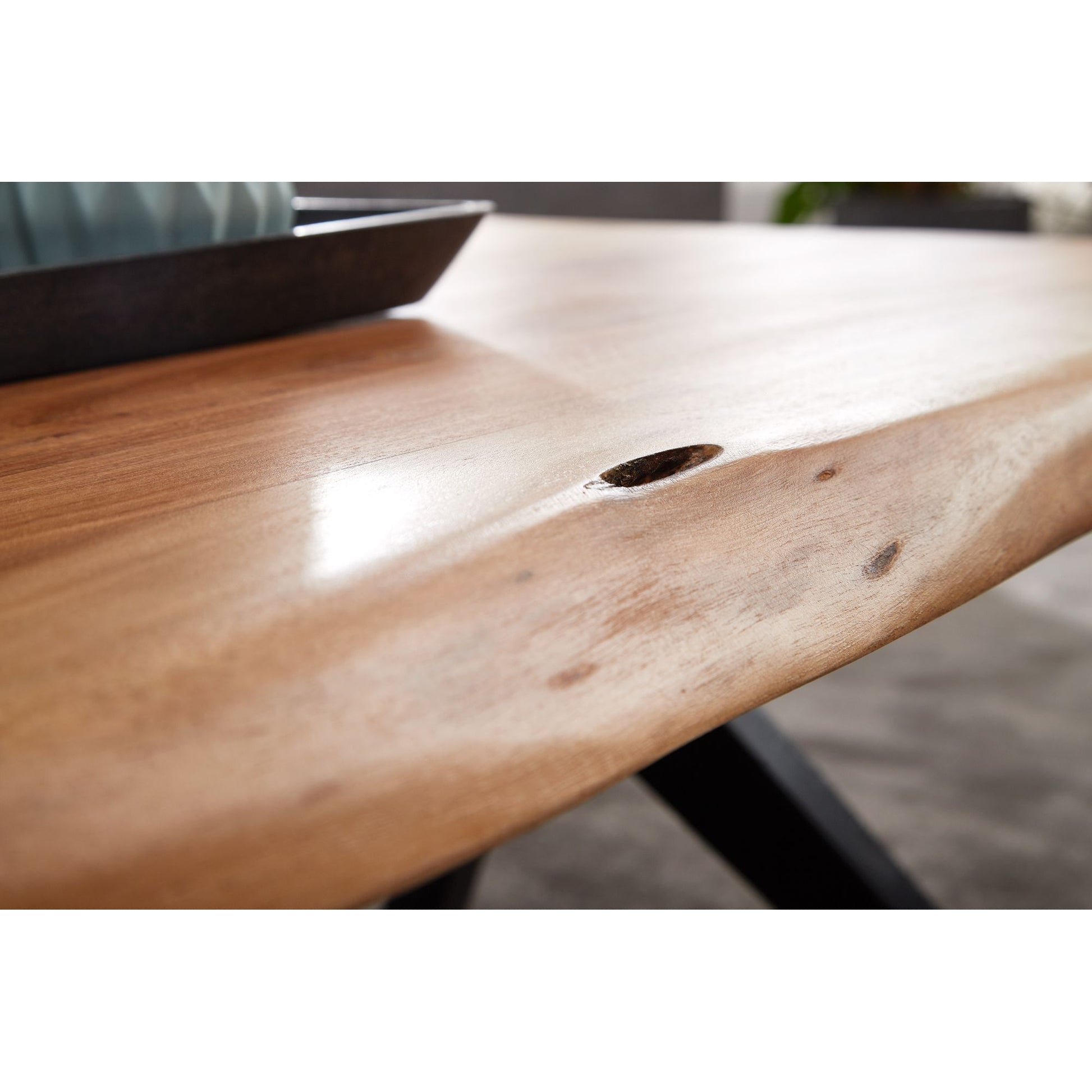 Nancy's Natick Salontafel - Koffietafel - Bruin / Zwart - Massief Acaciahout - ± 115 x 65 x 40 cm