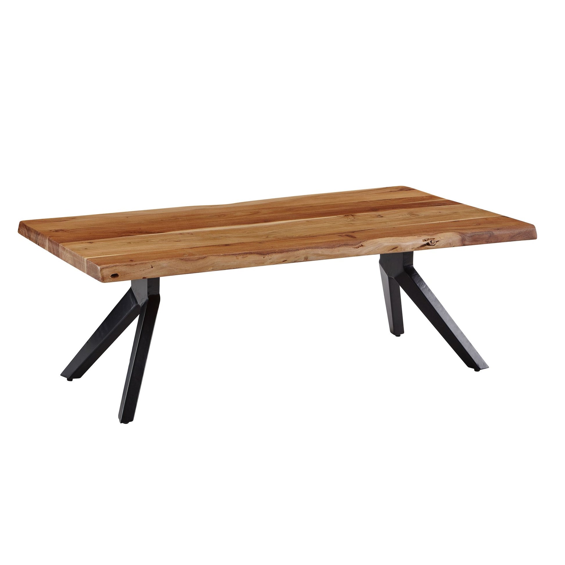 Nancy's Natick Salontafel - Koffietafel - Bruin / Zwart - Massief Acaciahout - ± 115 x 65 x 40 cm