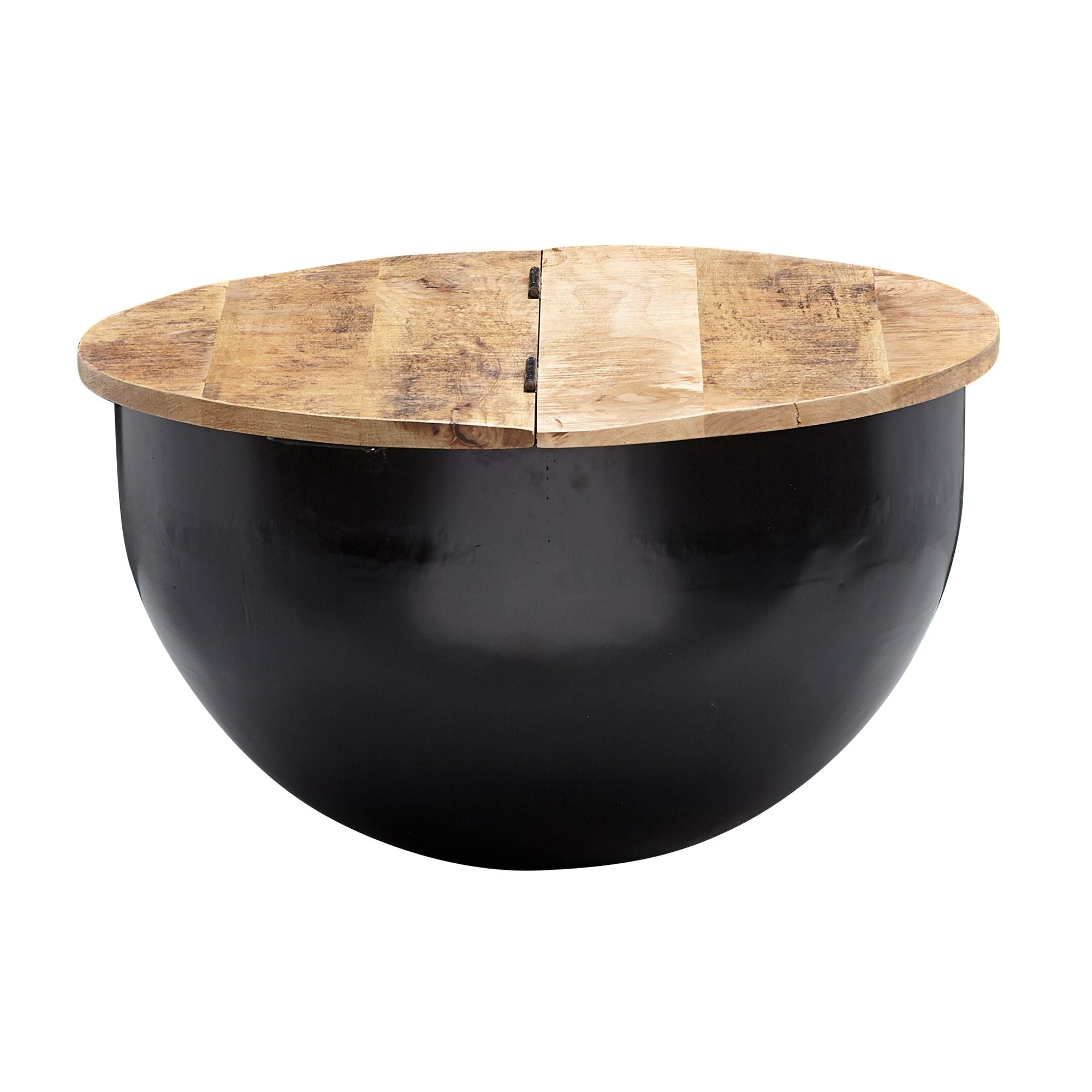 Table basse Nancy's Pembina - Espace de rangement - Table basse - Table d'appoint - Ronde - Noir - Marron - Bois de manguier - Métal - 60 x 60 x 34 cm