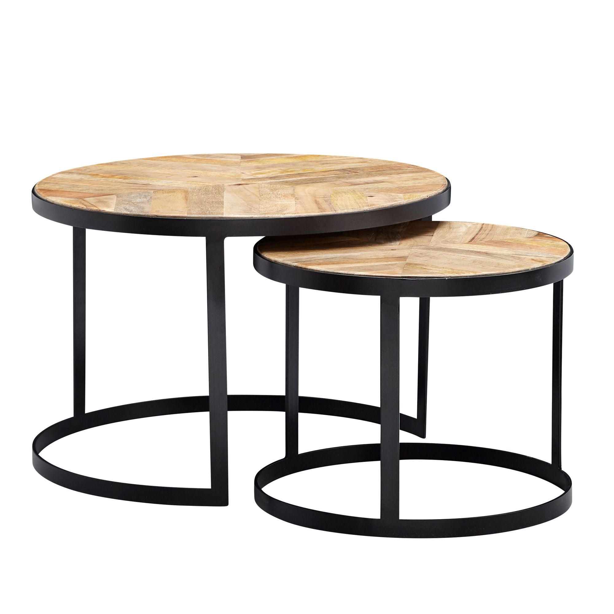 Nancy's Springer Coffee Tables - Set Of 2 - Coffee Tables - Round Tables - Brown - Solid Mango Wood - Acacia Wood - MDF