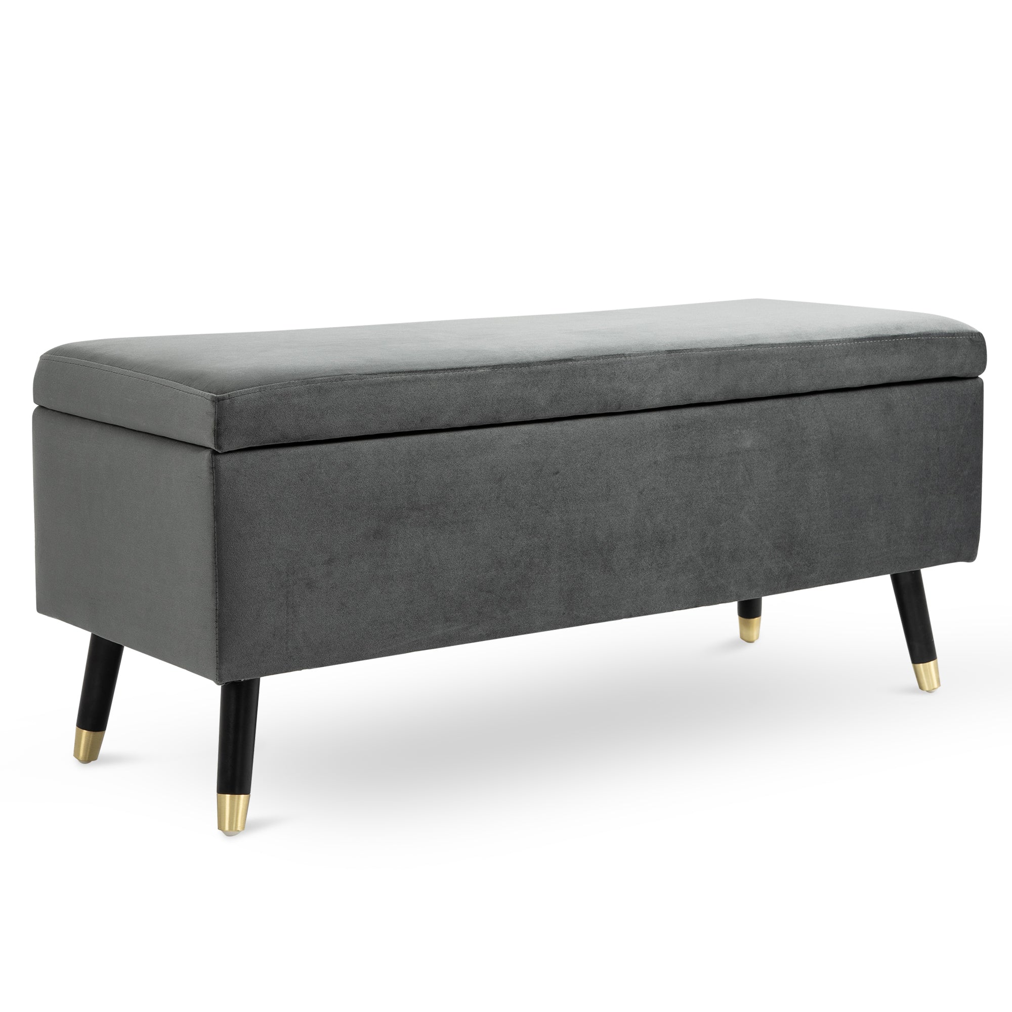 Nancy's Shreveport Hocker - Stool - Shoe bench - Storage box - Rubber wood - Anthracite - Gray - Fabric - 110 x 43 x 45 cm