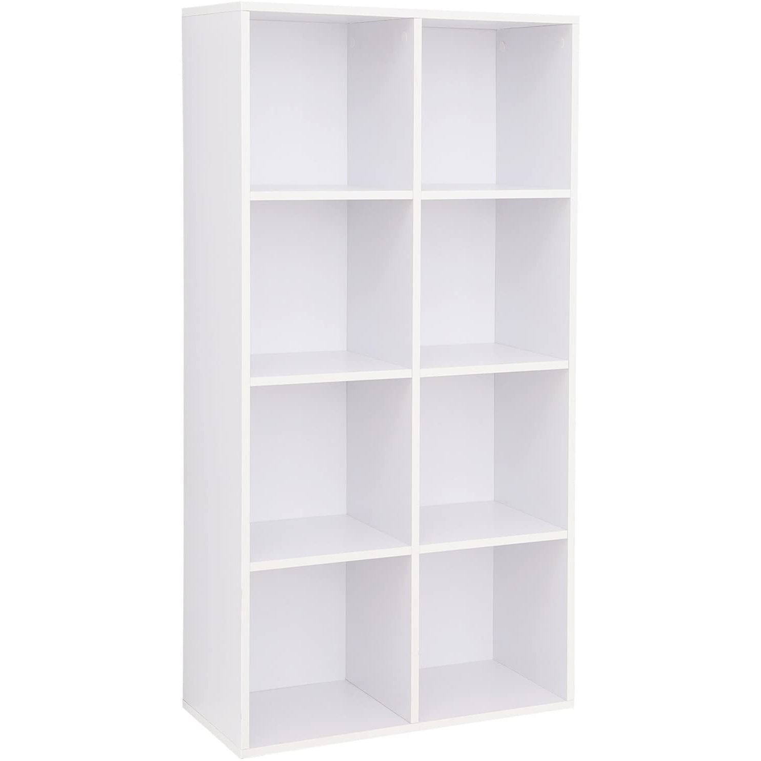 Armoire étagère Tirso de Nancy - Armoire de rangement - Bibliothèque - 8 compartiments ouverts - Blanc - ± 65 x 30 x 130 cm