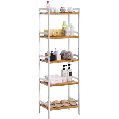 Nancy's Camp Creek Shelving unit - Storage rack - Kitchen cabinet - Bamboo - White - 5 Levels - 45 x 31.5 x 142 cm 