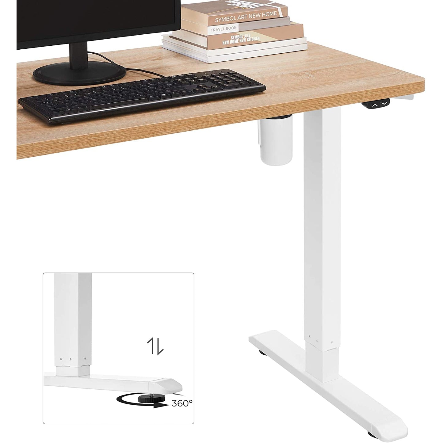 Nancy's Okemos Bureau zit sta frame - Verstelbaar bureau poten - Sta zit bureau - Zit sta bureau elektrisch - In hoogte verstelbaar bureau - Lengte Verstelbaar - Staal - Wit - B115cm tot 147cm x D60cm x H71cm tot 112cm