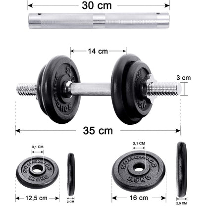 Nancy's Fulton Halterset - Dumbbell Set - Gewichten - Halterstang - Halterschijven - Verstelbaar - Zwart