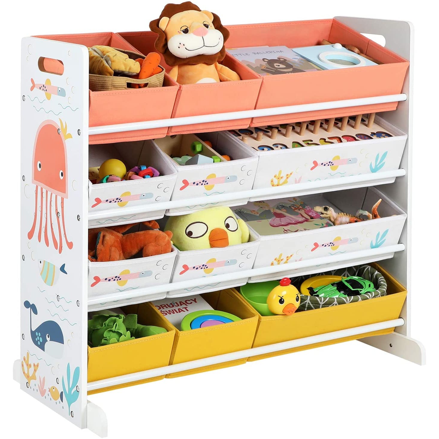 Nancy's Rolla Toy Organizer - Armoire à jouets - Armoire pour chambre d'enfant - Armoire de rangement - Chambre d'enfant - Pour enfants - 12 boîtes - Tissu - Blanc