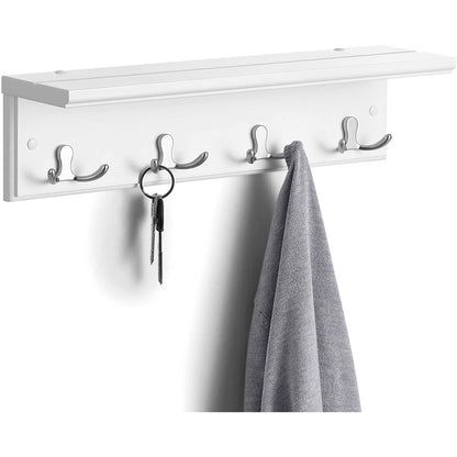 Nancy's Sevierville Wandkapstok - Garderobe - 4 Dubbele Haken - Wandkapstok - Wit - ± 40 x 10 x 10 cm