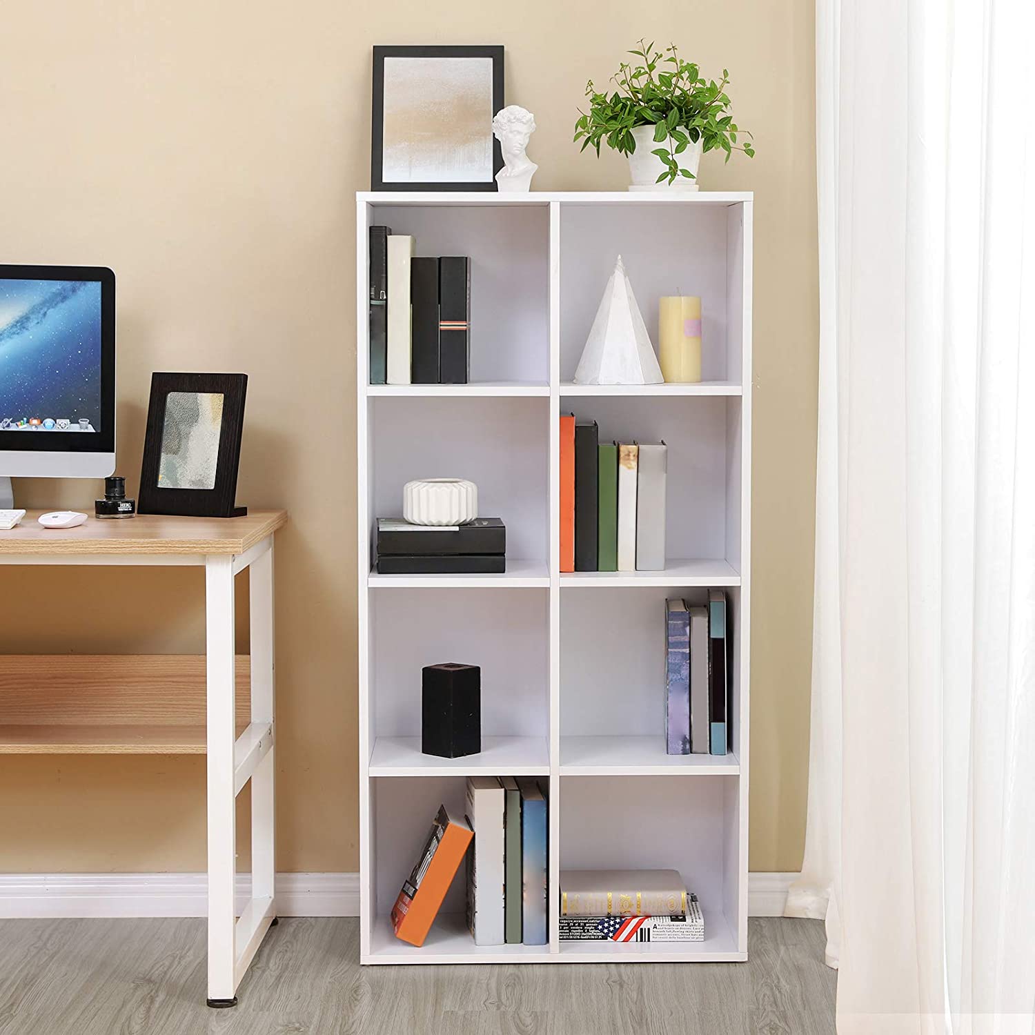 Nancy's Tirso Shelving Unit - Storage Unit - Bookcase - 8 Open Shelves - White - ± 65 x 30 x 130 cm