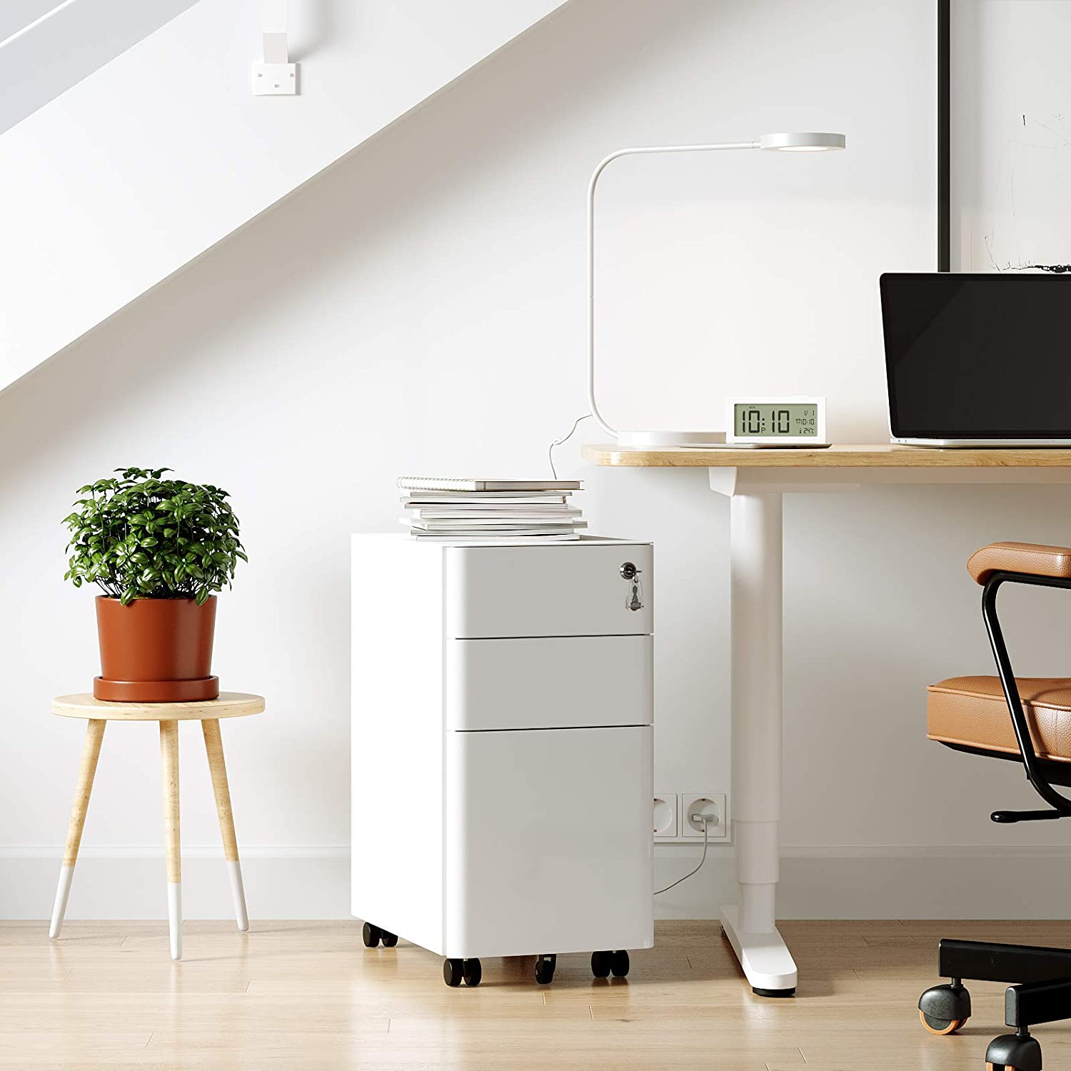 Nancy's Lynn Classeur - Bloc à tiroirs - Armoire de bureau - Blanc - Acier - ± 30 x 45 x 60 cm