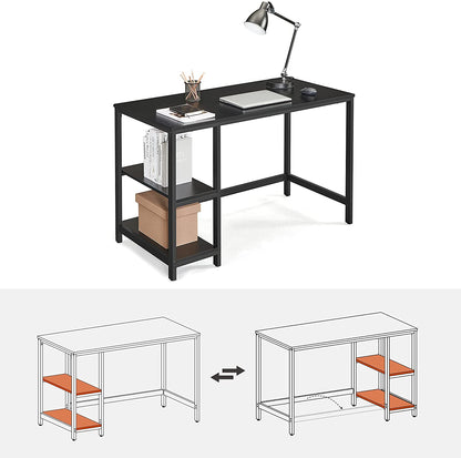 Nancy's Hawtrey Bureau - Computertafel - Kantoortafel - Opbergruimte - Industrieel - Bewerkt Hout - Staal - Zwart - 120 x 60 x 75 cm