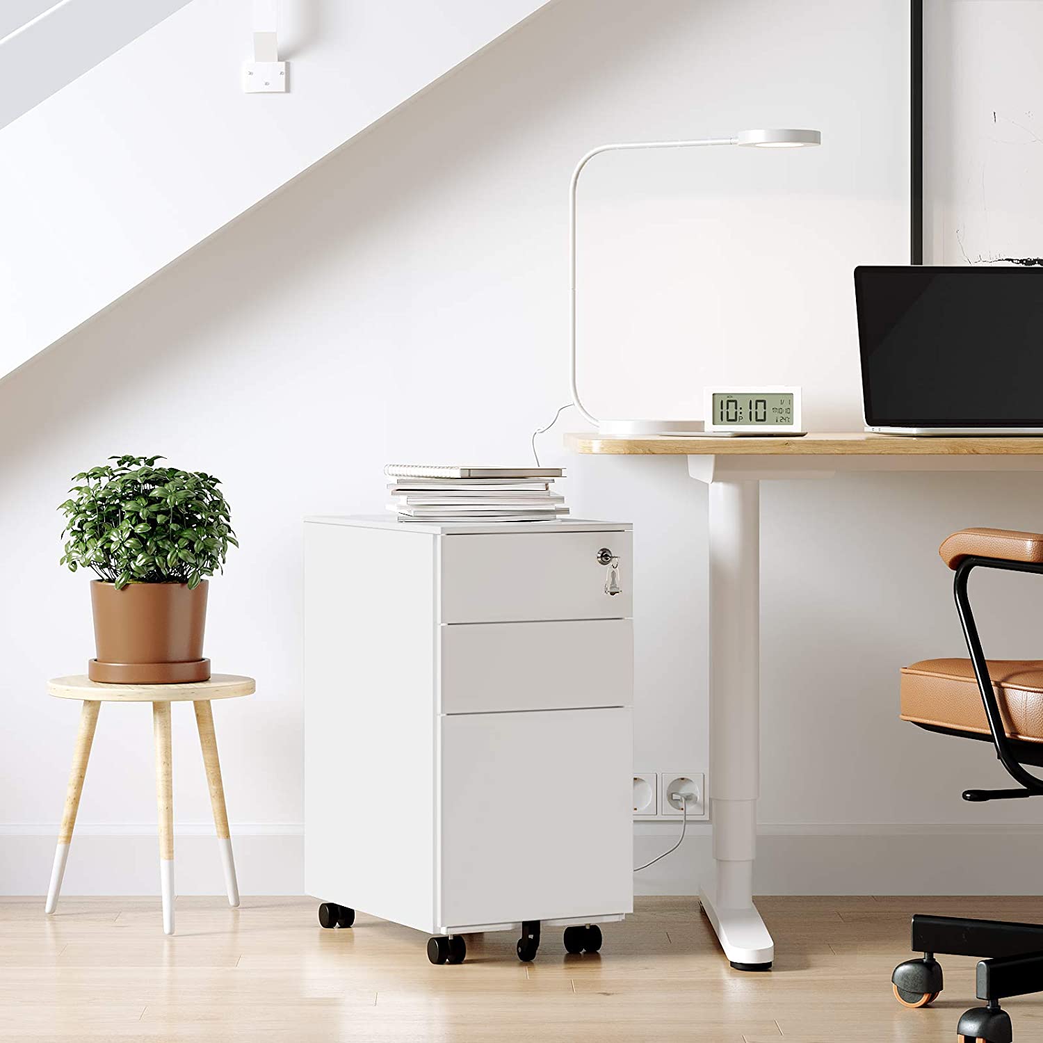 Classeur Norton de Nancy - Bloc à tiroirs - Armoire de bureau - Blanc - Acier - 30 x 45 x 60 cm