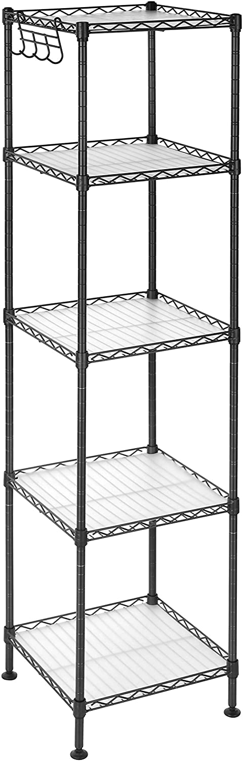 Nancy's Granby Bathroom shelf - Storage shelf - Shelving unit - 5 levels - Steel - Black - Hooks - 30 x 30 x 123.5 cm