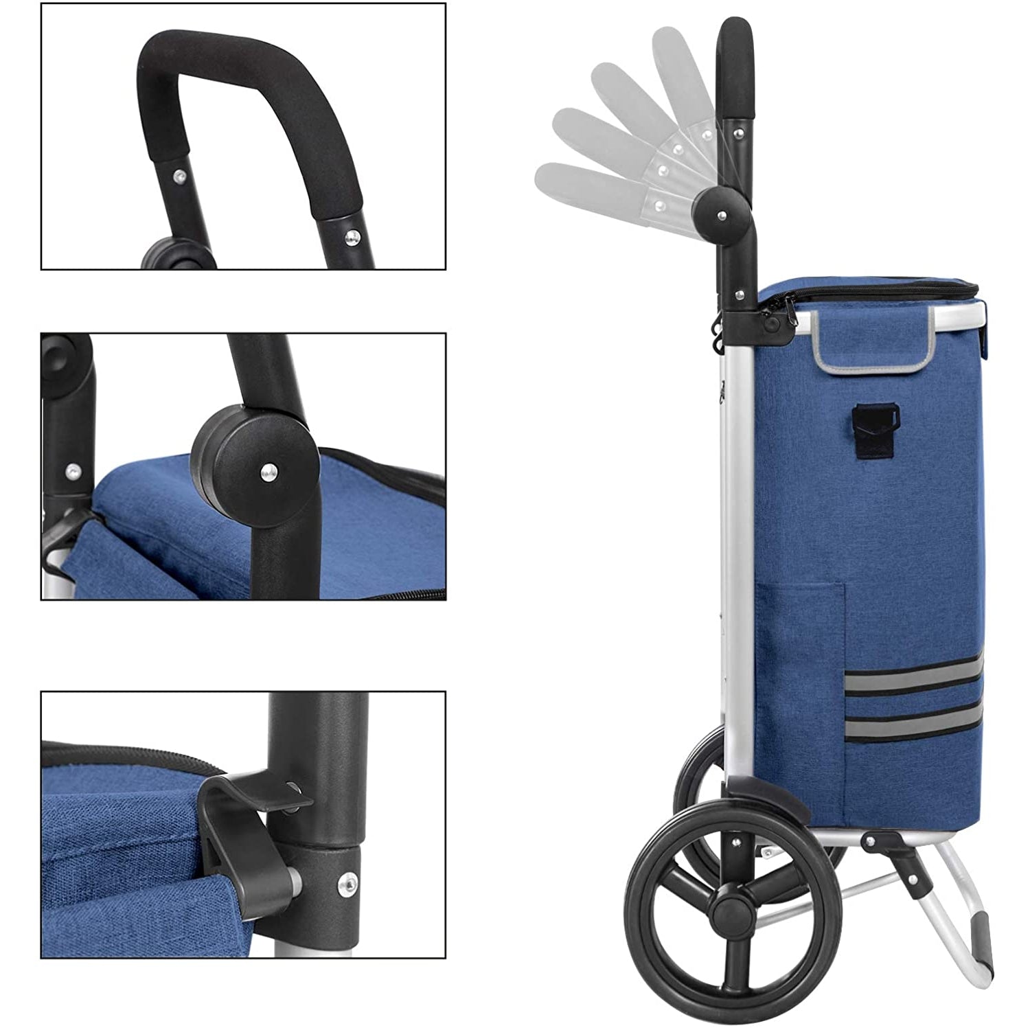 Nancy's Moscavide Boodschappentrolley - Trolley op Wielen - Boodschappenkar - Met Koelvak - Blauw - 35 liter