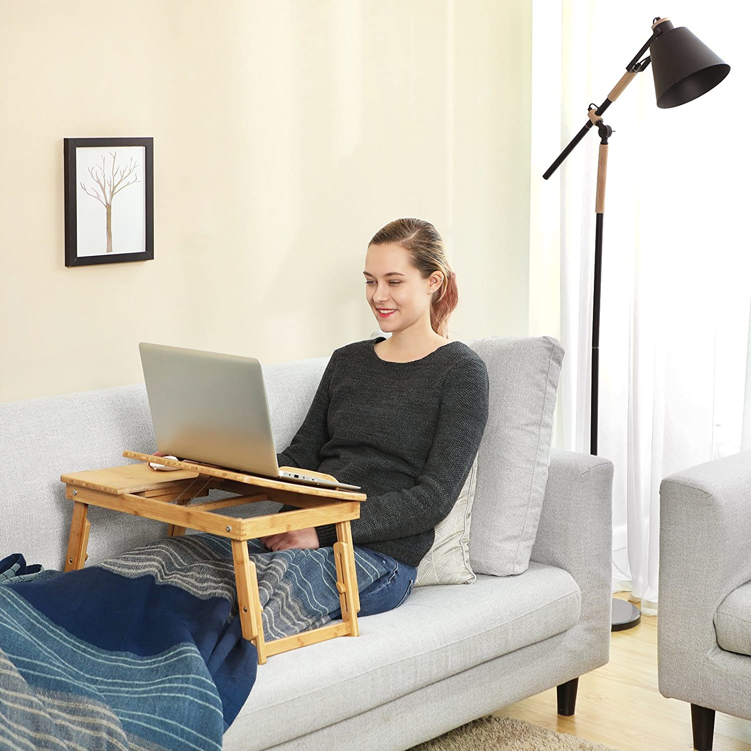 Nancy's Laprara Laptop Table - Computer Table - Laptop Stand - Adjustable Slope - Bamboo - ± 65 x 35 x 35 cm