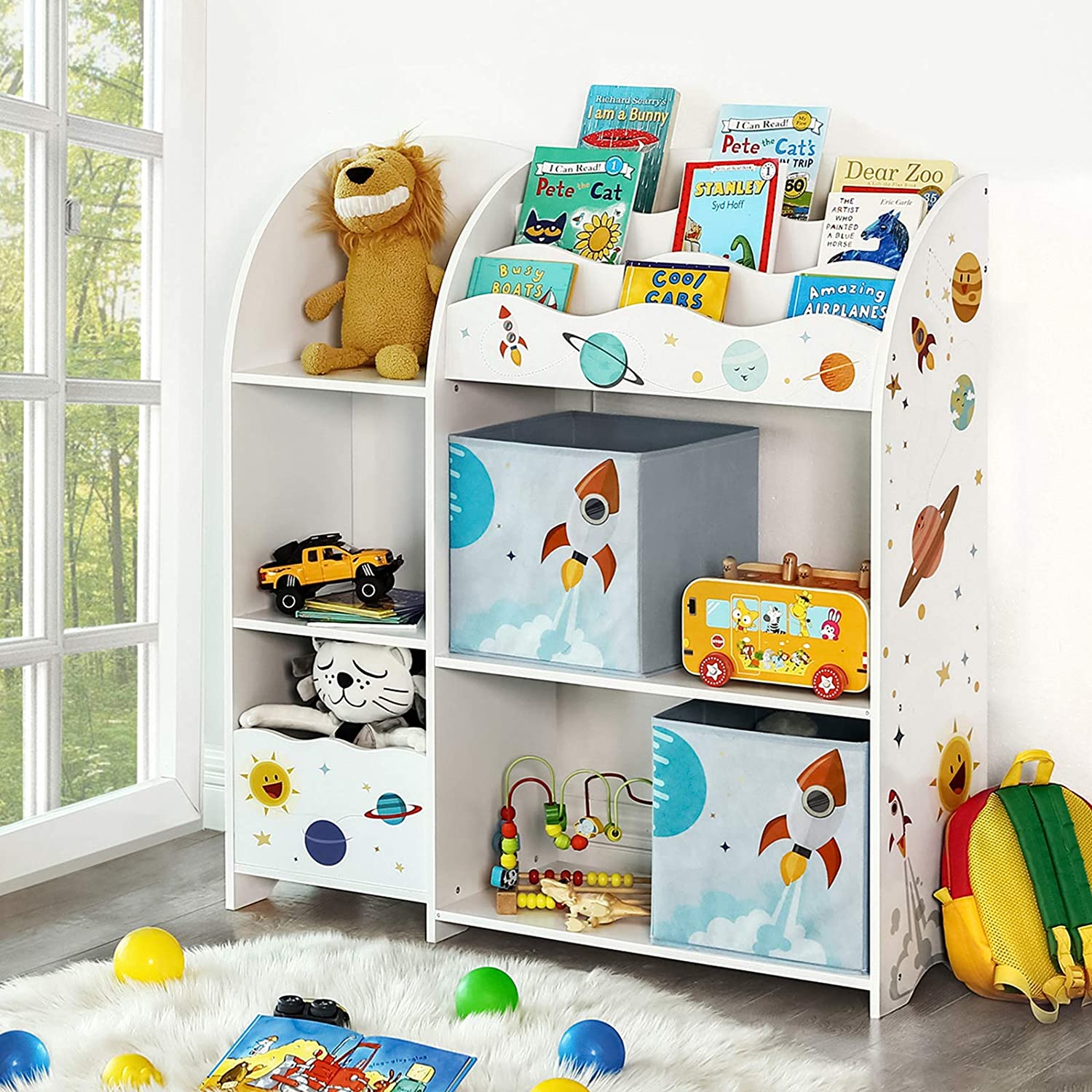 Nancy's Oeiras Speelgoed Organizer - Speelgoed opbergen - Kinderkamer kast - Wit - ± 95 x 30 x 100 cm