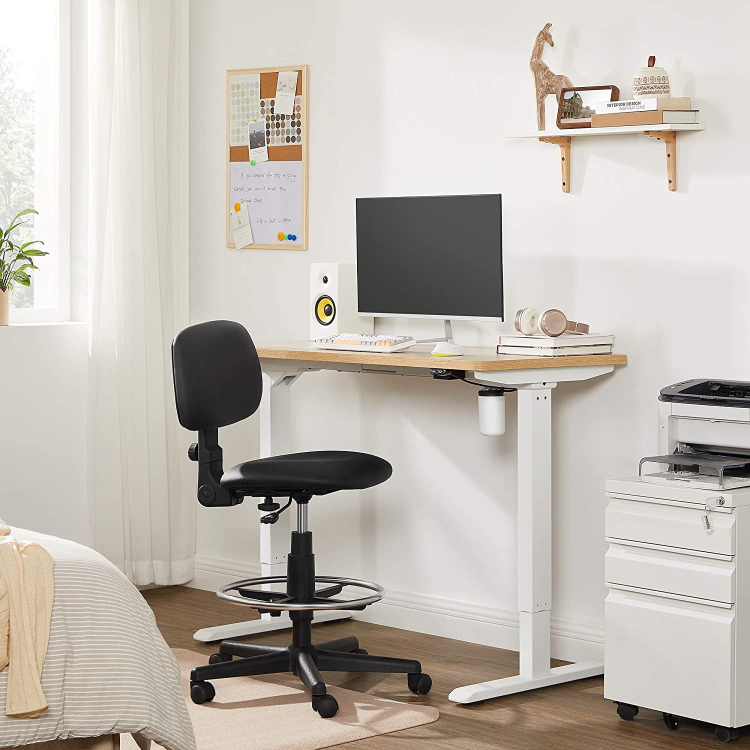 Nancy's Okemos Bureau zit sta frame - Verstelbaar bureau poten - Sta zit bureau - Zit sta bureau elektrisch - In hoogte verstelbaar bureau - Lengte Verstelbaar - Staal - Wit - B115cm tot 147cm x D60cm x H71cm tot 112cm