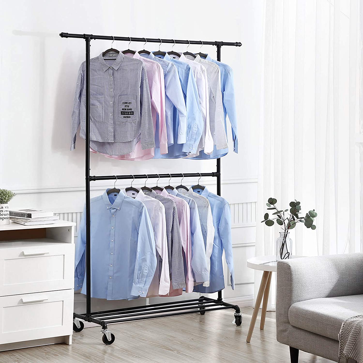 Nancy's Talinhas Clothes rack - Clothes rail - Wardrobe rack - Black - Steel - ± 130 x 50 x 200 cm