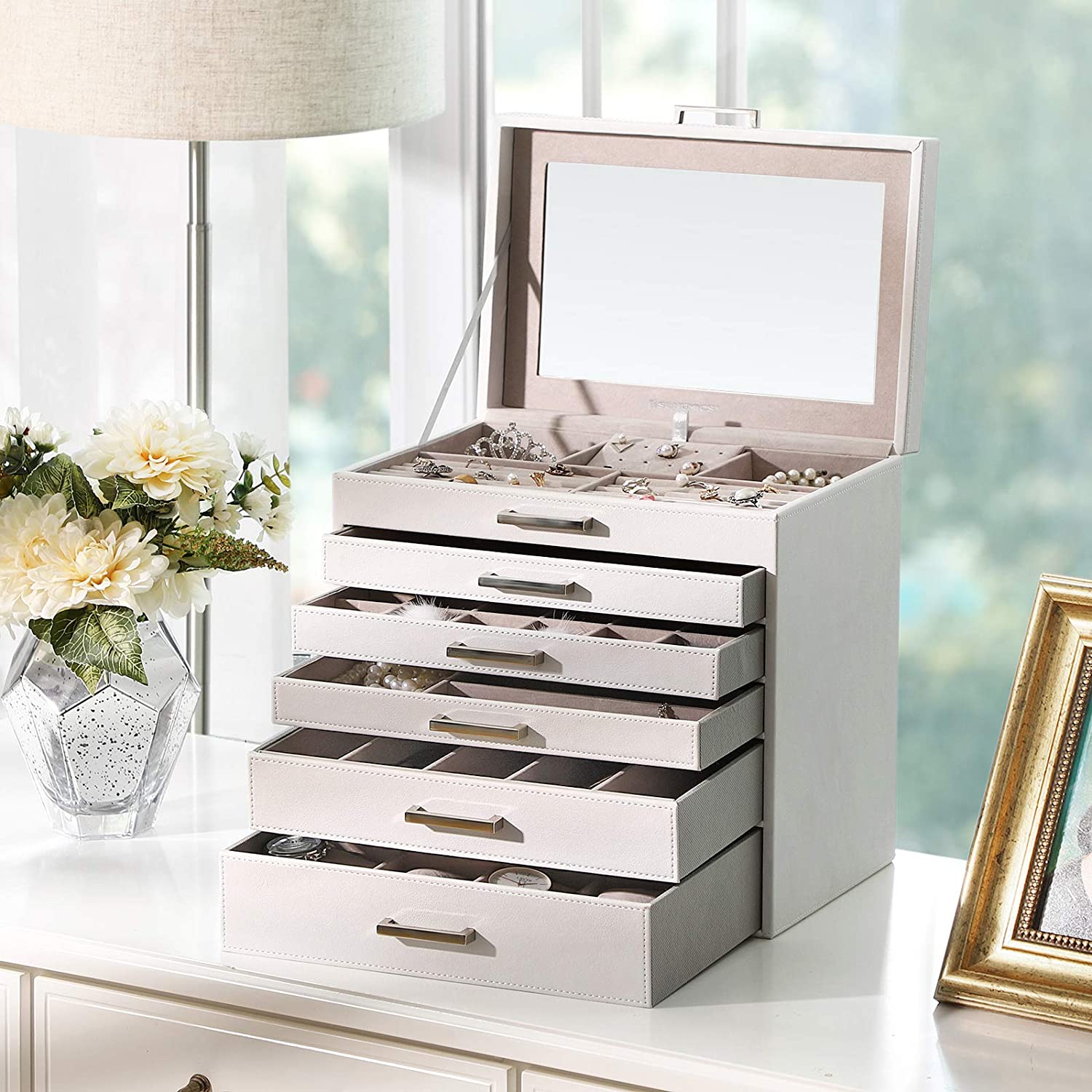 Nancy's Jewelry Box - 6 Levels With 5 Drawers and Mirror - Jewelry Boxes