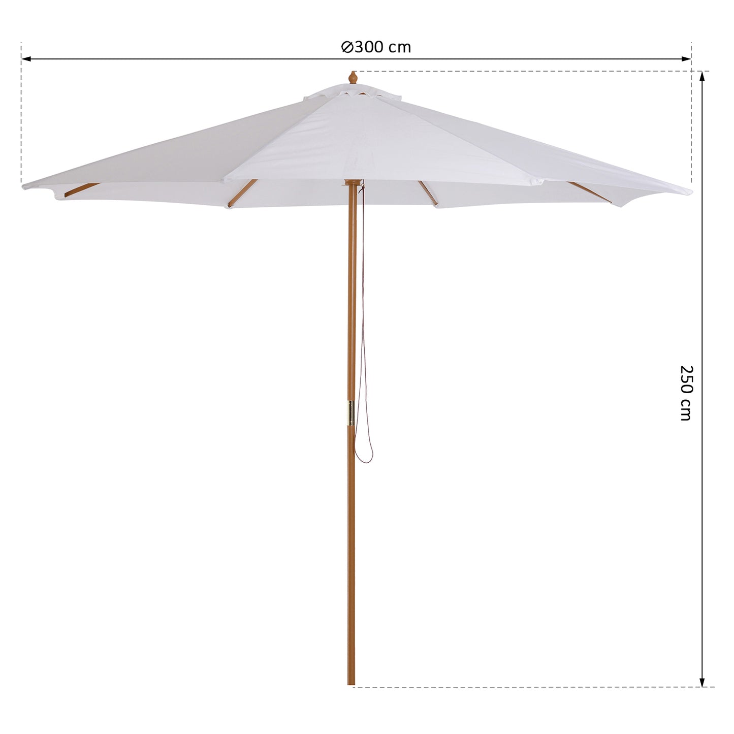 Nancy's Bourne Parasol - Hout - Waterafwerend - UV-Bestendig - Ø 300 cm