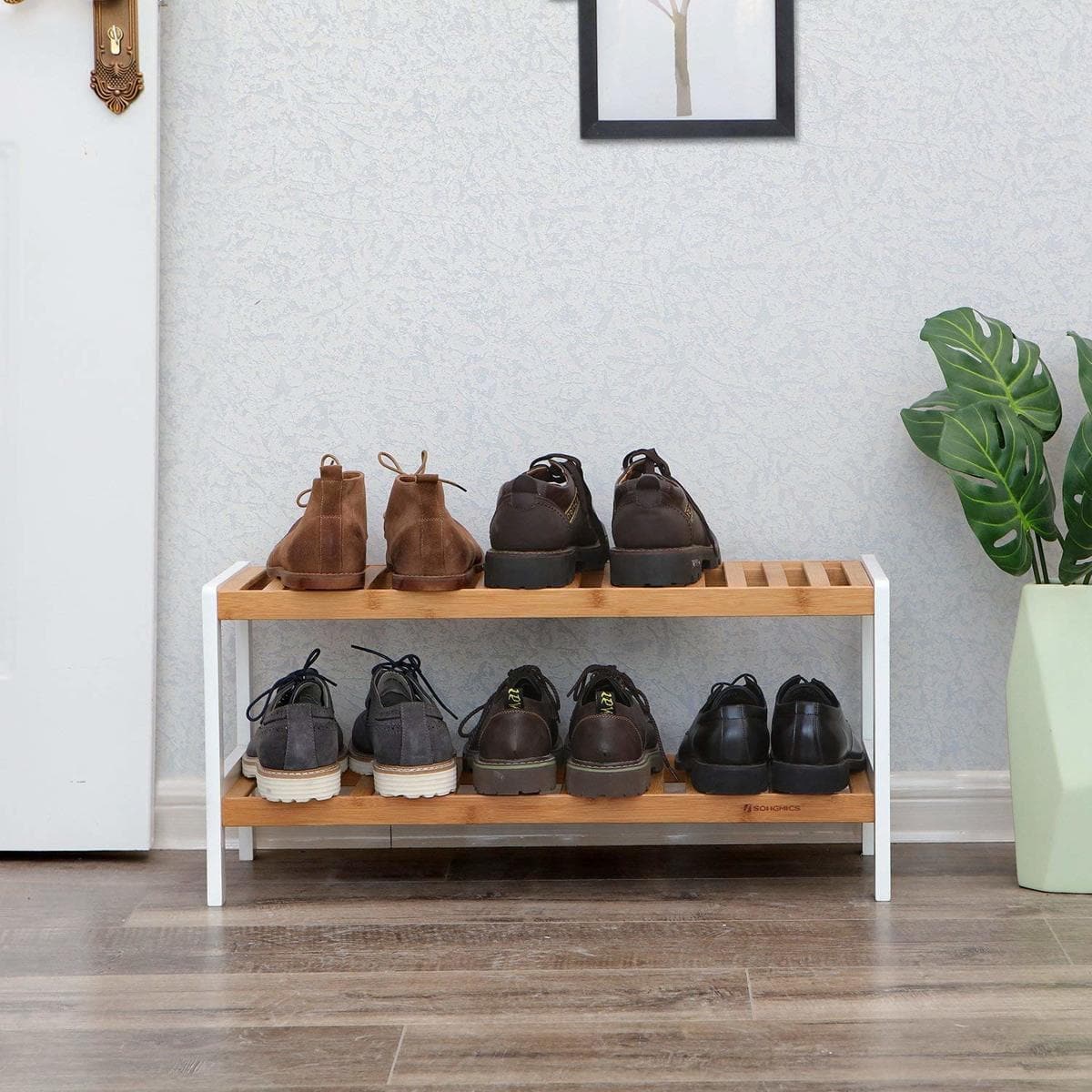 Étagère à chaussures Laranjeiro de Nancy - Armoire à chaussures - Étagère de rangement - Bambou - ± 70 x 25 x 30 cm