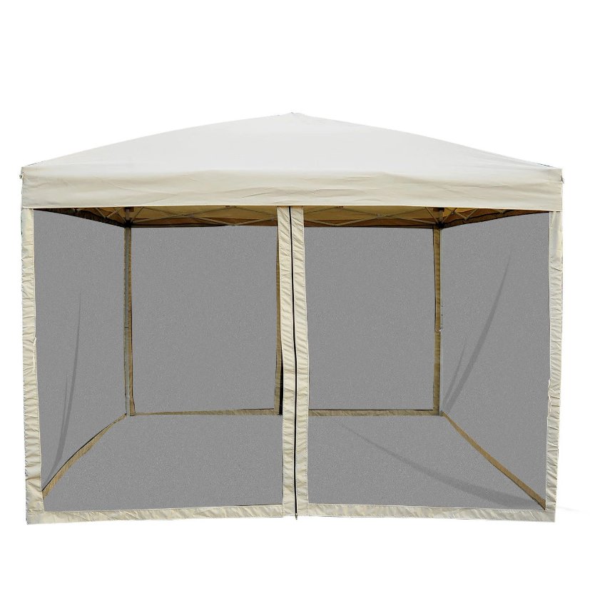 Nancy's Tulare Partytent - Paviljoen - Vouwpaviljoen - Schaduw - Zijwanden - Staal - Beige - Tent - 3 x 3 m