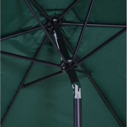 Nancy's Orcutt Parasol - Tuinparasol - Schaduw - Zonwering - Handslinger - Aluminium - Polyester - Groen/Wit/Rood - Zwart - 2.7 x 2.7 x 2.35 m