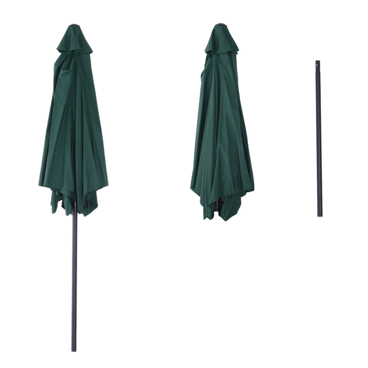 Nancy's Orcutt Parasol - Tuinparasol - Schaduw - Zonwering - Handslinger - Aluminium - Polyester - Groen/Wit/Rood - Zwart - 2.7 x 2.7 x 2.35 m