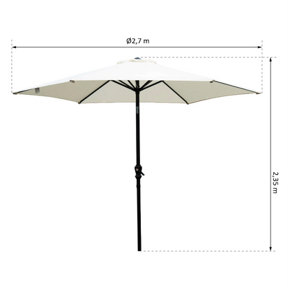 Nancy's Orcutt Parasol - Tuinparasol - Schaduw - Zonwering - Handslinger - Aluminium - Polyester - Groen/Wit/Rood - Zwart - 2.7 x 2.7 x 2.35 m