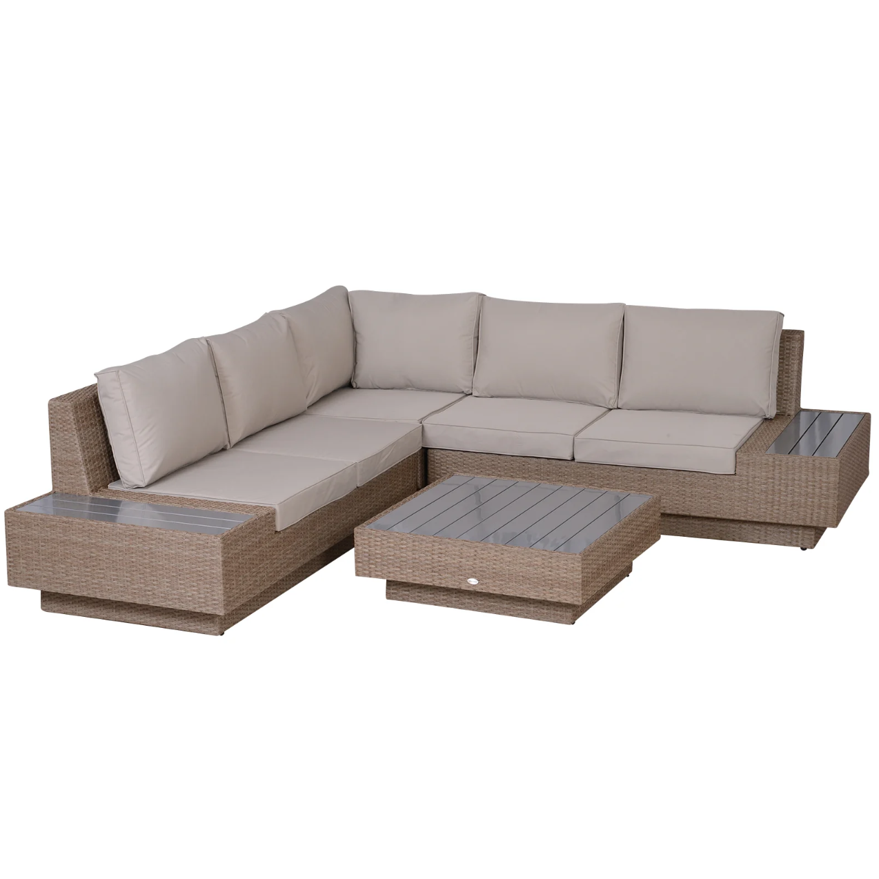 Nancy's Bixby Loungeset - Tuinset - Loungebank - 4-Delig - 5 Personen - Beige