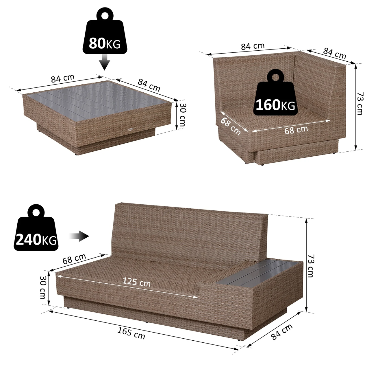 Nancy's Bixby Loungeset - Tuinset - Loungebank - 4-Delig - 5 Personen - Beige