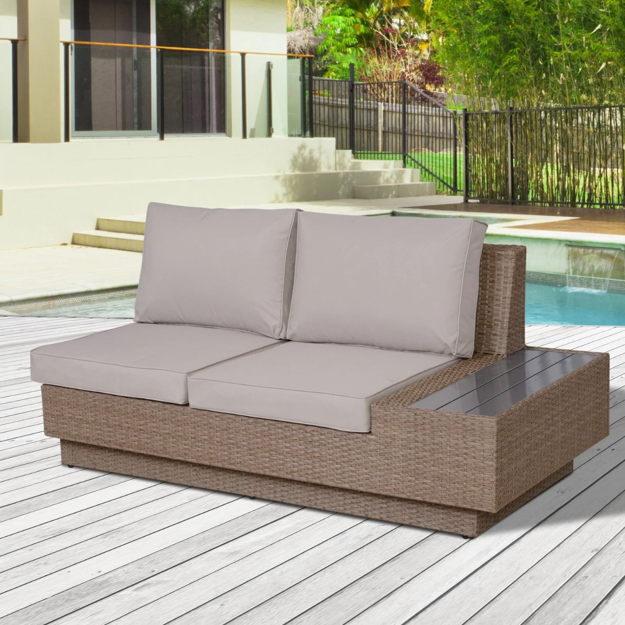 Nancy's Bixby Loungeset - Tuinset - Loungebank - 4-Delig - 5 Personen - Beige